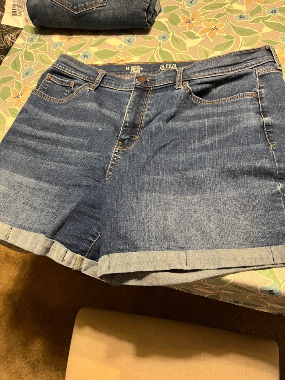 a.n.a Medium Blue Roll-Cuff Denim Shorts